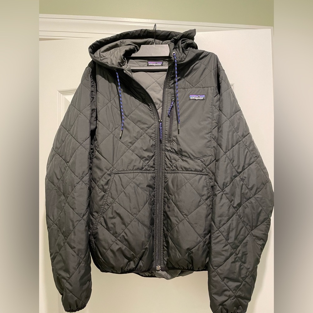 Patagonia Quilted Bomber Hoodie/Hoody, Black, Medium